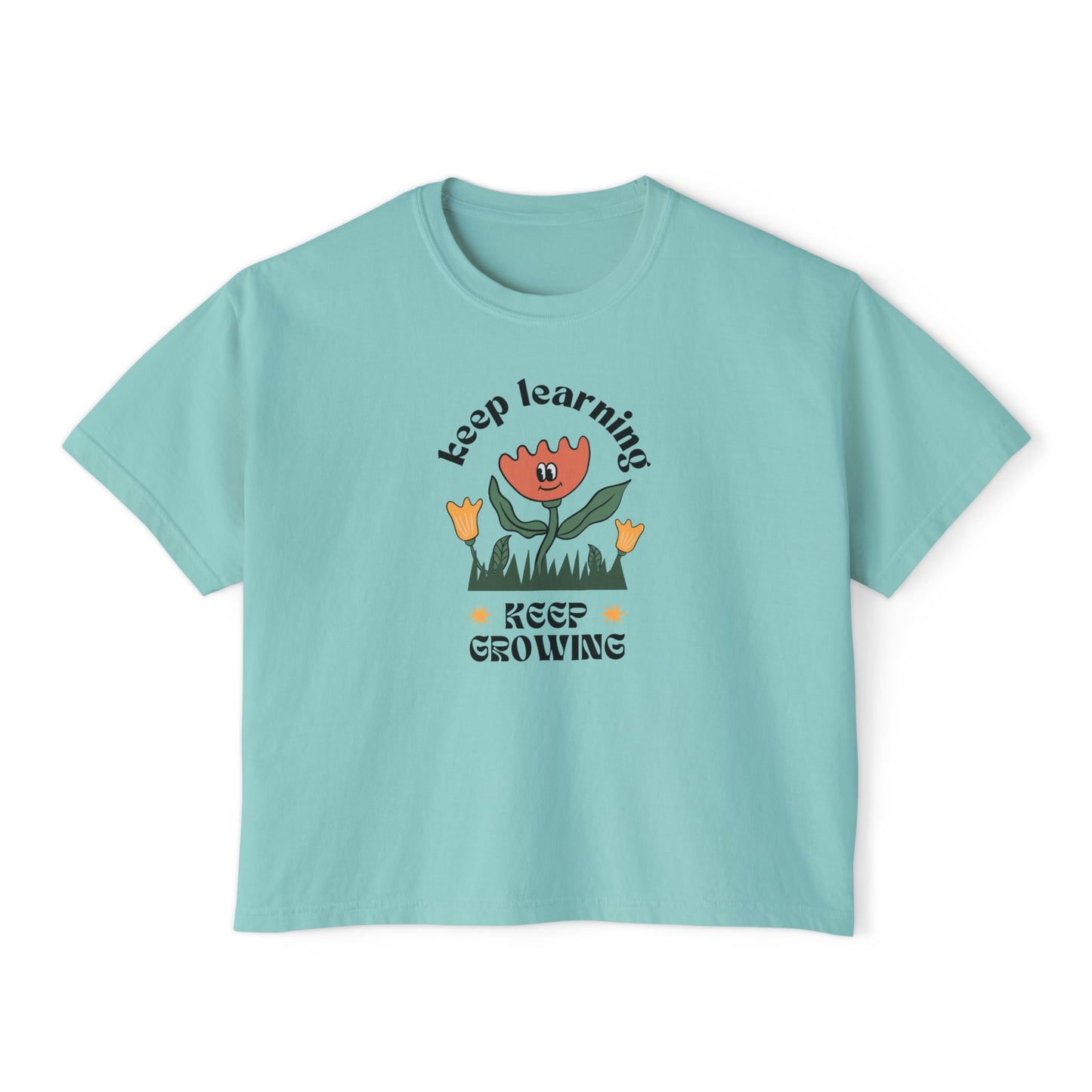 Women's "Keep Learning Keep Growing" Boxy Tee