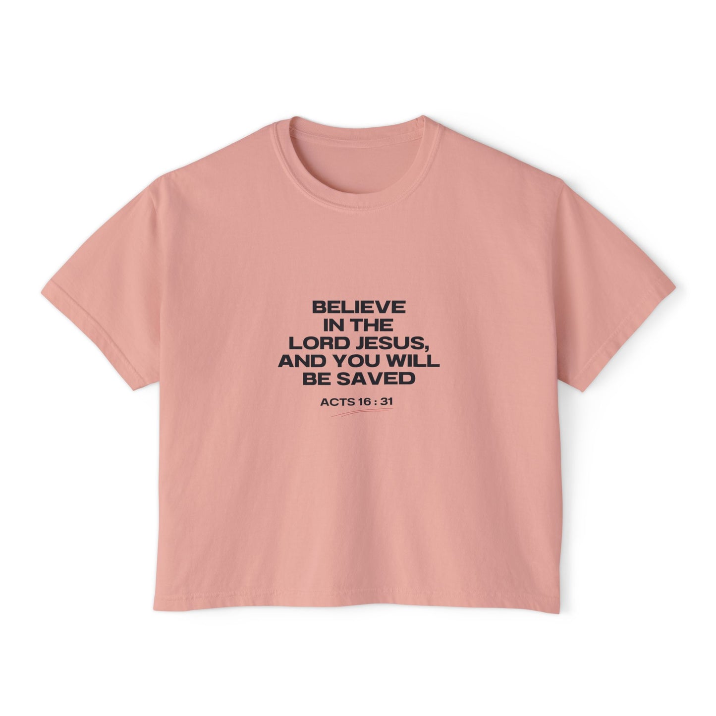 Women's "Acts 16:31" Boxy Tee