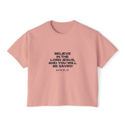 Women's "Acts 16:31" Boxy Tee - Image 5