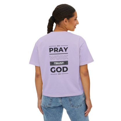 Women’s "Pray, Work, Trust God" Boxy Tee | Faith-Based Oversized T-Shirt | Christian Cropped Relaxed Fit - Image 24